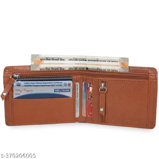 Faux leather men's wallet, textured net design, 2 compartments, free size (11cm x 5cm)