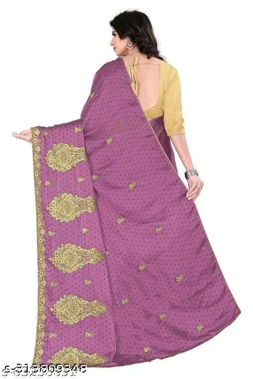 Embroidered net chiffon saree with separate dupion silk blouse, Thousand Butti pattern, Indian fancy saree (5.5m x 0.8m)
