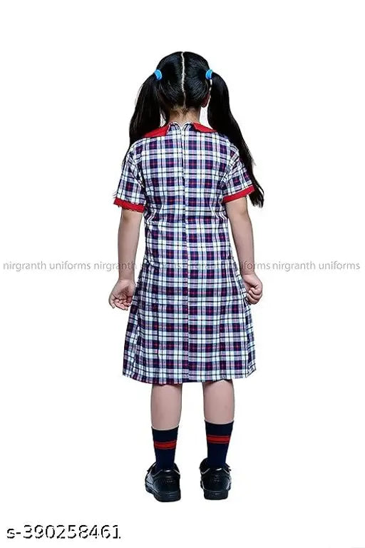 Kv school uniform set, blue and white plaid girls school dress