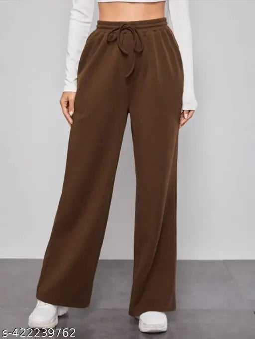 Brown straight fit lower for daily wear women's trousers