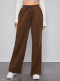 Brown straight fit lower for daily wear women's trousers