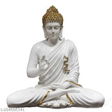 White resin Lord Gautam Buddha meditating statue, big size, ideal for home decor and gifts