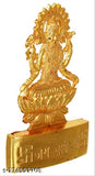 Golden plated Goddess Laxmi idol, intricate temple decor piece, 11CM high
