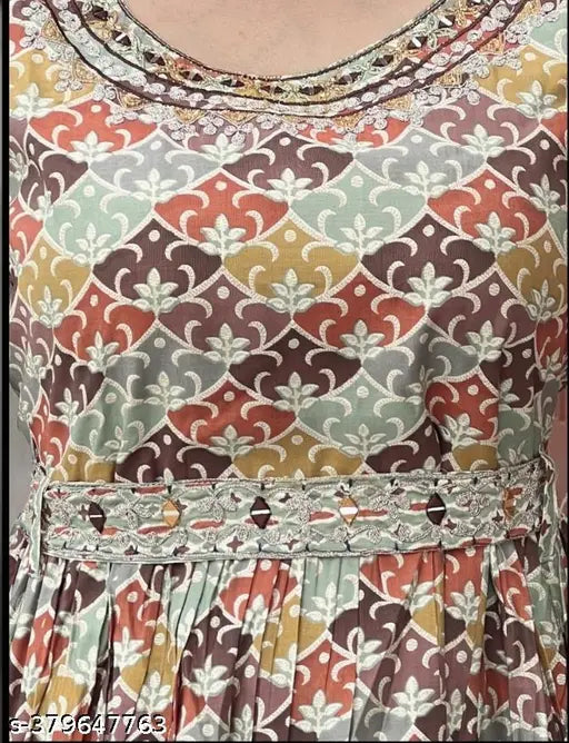 Womens handwork kurta and sharara set, colorful paisley print