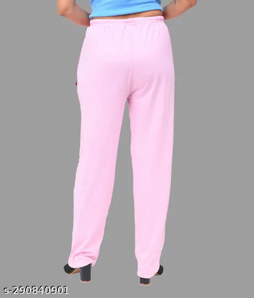 Soft pink cotton track pants, women's or girls', lower waist, for casual wear, for export quality soft cotton material