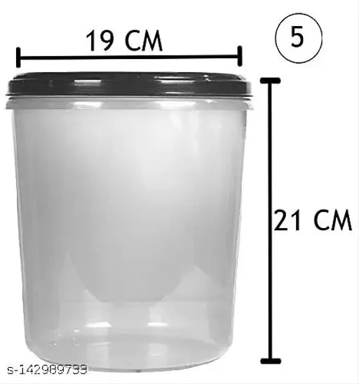 Black BPA-free air tight box, 1 scoop, stackable, 5kg capacity, for kitchen grocery storage, suitable for rice, dal, atta flour, cereals, snacks, and fridge use