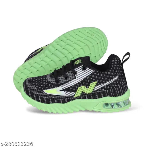 Stylish kids sports shoes with LED lights, breathable knit material