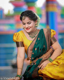 Art Silk half saree set, unstitched South Indian style with zari patterns, Lichi Silk fabric, including belt. Ready to ship." (124 characters)