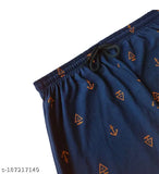 Blue, navy, pajama, shorts, pocket, emblem, drawstring