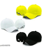 Trendy cotton baseball caps: 3 plain caps for boys, girls, men, women (India-origin)