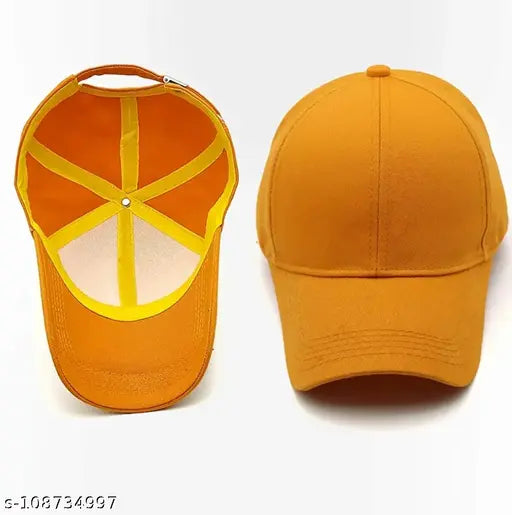 Yellow cotton adjustable cap