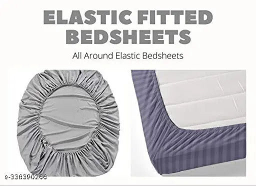 Cotton blend floral printed, superfine elastic fitted bedsheet [size=18X28inches] & 2 pillow covers [size=72X78 inches], ideal for adult summer use