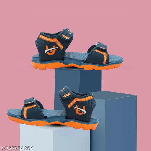Black and orange EVA sandals for boys with Velcro closure