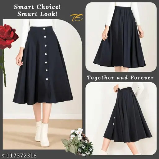 Embellished cotton lycra blend skirt, fashionable and versatile, size 26-34 inches, India origin