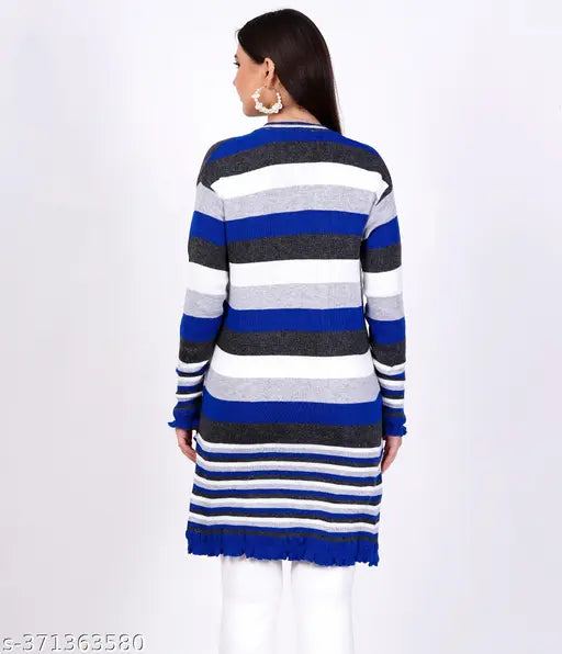 Black and white striped wool kurti