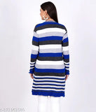 Black and white striped wool kurti