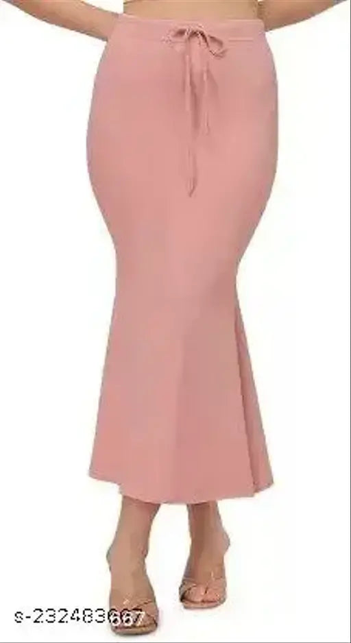 Lycra peach drawstring and elastic saree shapewear, skinny fit and stretchable for women's perfect shape. Hand wash only