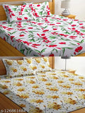 Kids king-size combo pack of two 3D printed glace cotton bed sheets with four matching pillow covers