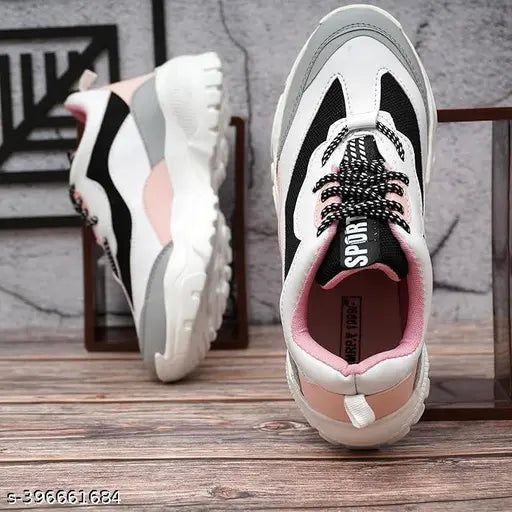 Multicolor touch mesh & EVA women's/girls casual shoes, lace-up, featuring airmix sole and fibric upper for everyday style and stain resistance. Available in sizes IND-4 to IND-8 (26in - 28in foot length). Made in India