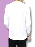Premium polyester round neck t-shirt with crown print, long sleeves, men's size L from India