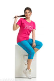 Women's 100% cotton blended capri top & set, solid color, stretchable, breathable, casual loungewear, mid-rise, regular fit, perfect for yoga, gym, or daily wear. Color may vary due to camera settings. Made in India