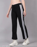 Black and white cotton sports pants for women