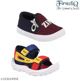 Trendy kids sandals combo, blue and red fabric shoes