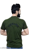 Army lover boy in commando cotton blend t-shirt with printed net pattern, short sleeves