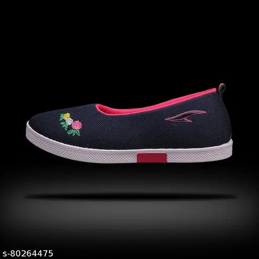 Navy pink canvas slip-on loafers for women's and girls, ideal for office parties and outdoor events from India