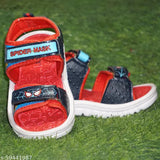 Red and navy blue kids sandals with a comfortable sole