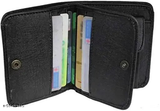 Black artificial leather Stylord men's mini wallet (1 compartment, free size, 12cm x 10cm), Indian-made accessory pack of 1