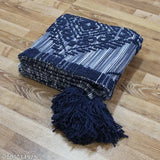 Navy plaid throw blanket, soft texture, cozy and lightweight, perfect for spring and summer couches