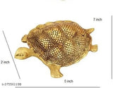 Metal gold Tortoise Kachhua statue for luck, Vastu Feng Shui home office gifting - 18cm (Metal)