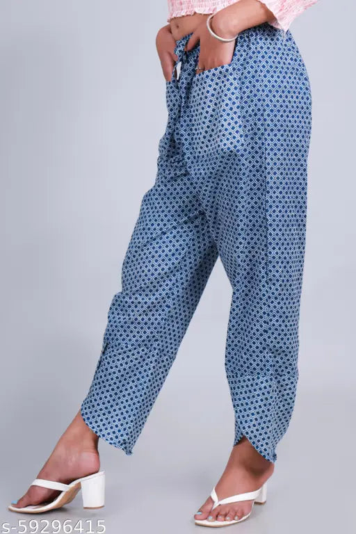 Blue patterned long pants