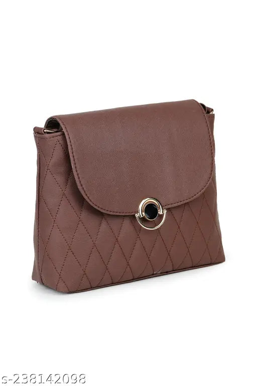 Brown leather sling bag with adjustable strap