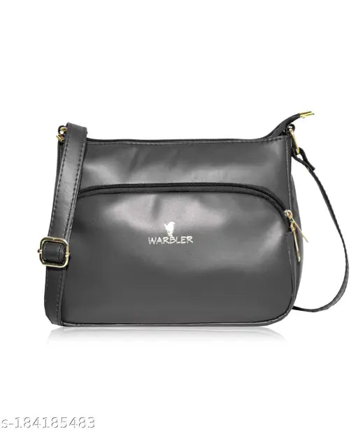 Women's slingbag, black with gold hardware, 2 compartments, trendy casual partywear, college style