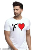 F Heart printed polyester t-shirt for men, vibrant design, short sleeves, Made in India