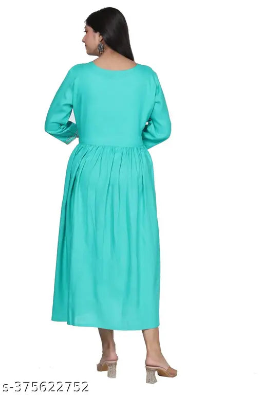 Mint green satin fabric casual dress, short sleeves