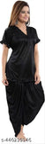 Black satin solid night suit set: Patiala top & pyjama for women and girls, comfortable and stylish sleepwear