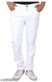 Cotton blend plain white jeans for men, Flaying Men RIEKFHR - Solid denim on mannequin, size 28/30/32