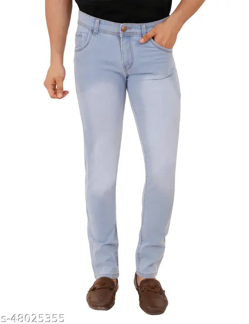 SS Creation slim fit men's denim jeans, dyed/washed, available in sizes 32, 34, and 36