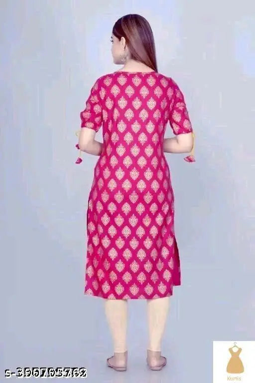 Pink gold Rayon three-quarter sleeve blouse, printed combo, women's fashion accessory on hanger