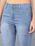 High stretch denim women's straight fit jeans