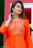 Orange embroidered kameez, long sleeves, knee length