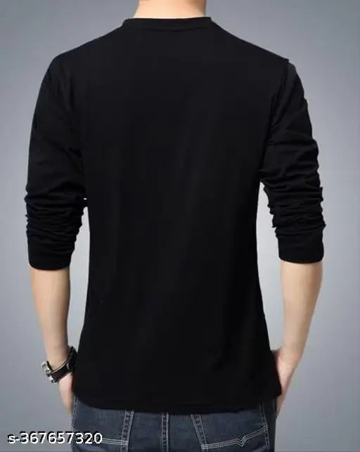 Refinado fashion long-sleeve cotton blend t-shirt. Solid color men's clothing made in India