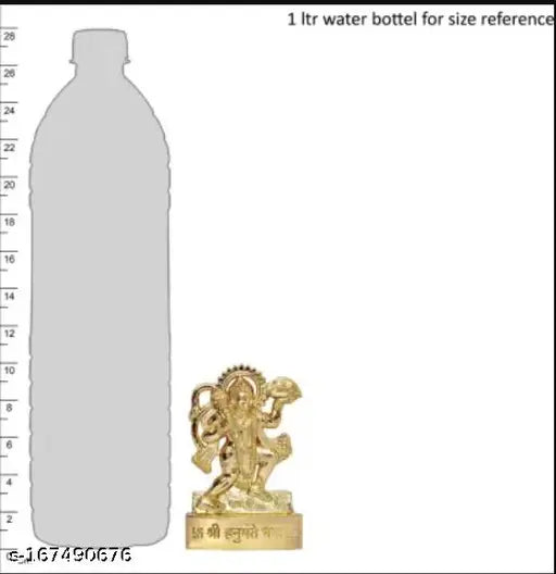 Gold-plated metal Hanuman idol, 3.5" x 10" x 1.5", Indian decorative showpiece for pooja