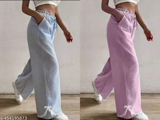 DC wide leg blue lace pants, versatile fashion combo for women