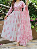 Pink rayon three-quarter sleeve kurta with printed frills, part of a Chitrarekha attractive women's set (XL size) from India