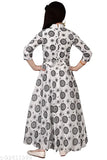 Silk printed net full length gown dresses for girls party wear, three-quarter sleeves, sizes 3-4 years to 10-11 years
