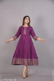 Purple angrkhi kurta with embroidery, knee length